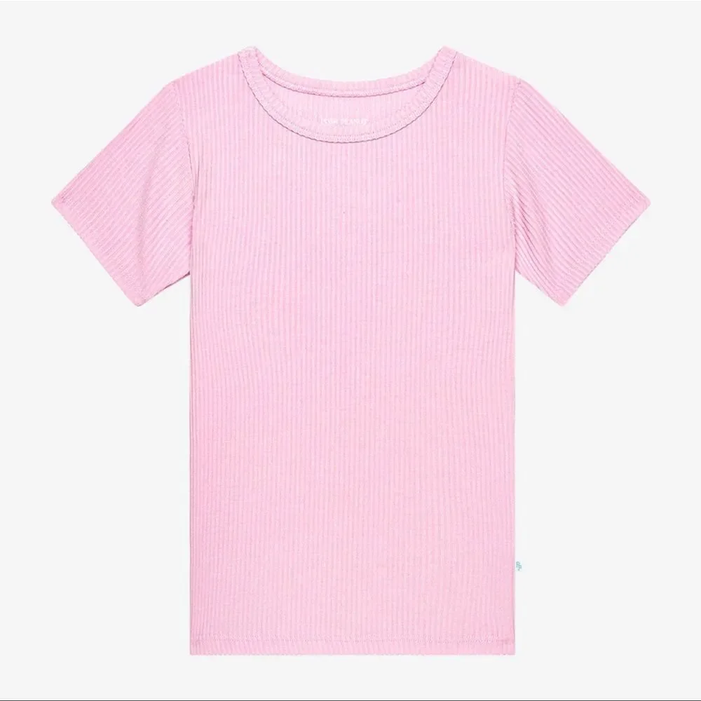 POSH PEANUT PINK RIBBED CLASSIC PJ SET 12/18M